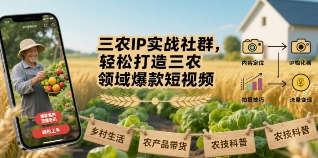 三农IP实战社群，轻松打造三农领域爆款短视频-鲸鱼网