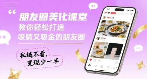朋友圈美化课堂，教你轻松打造，吸睛又吸金的朋友圈，私域不看，变现少一半-鲸鱼网